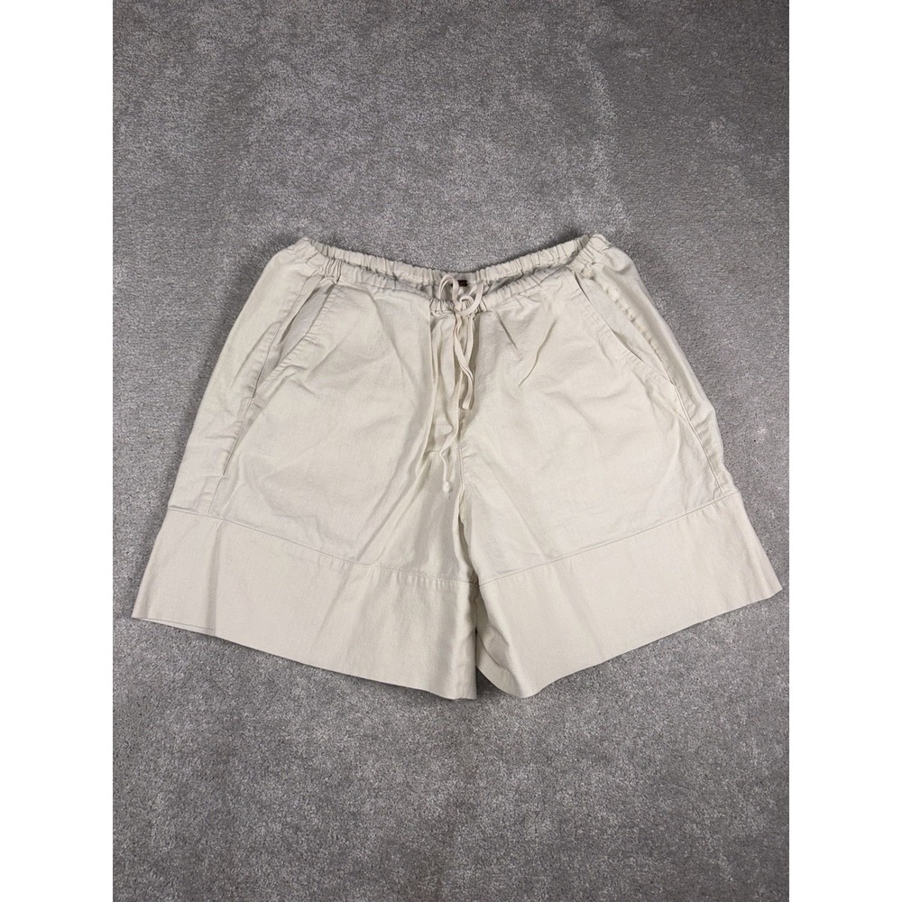 free people linen shorts‎ beige tie waist pockets small Boyfriend Fit